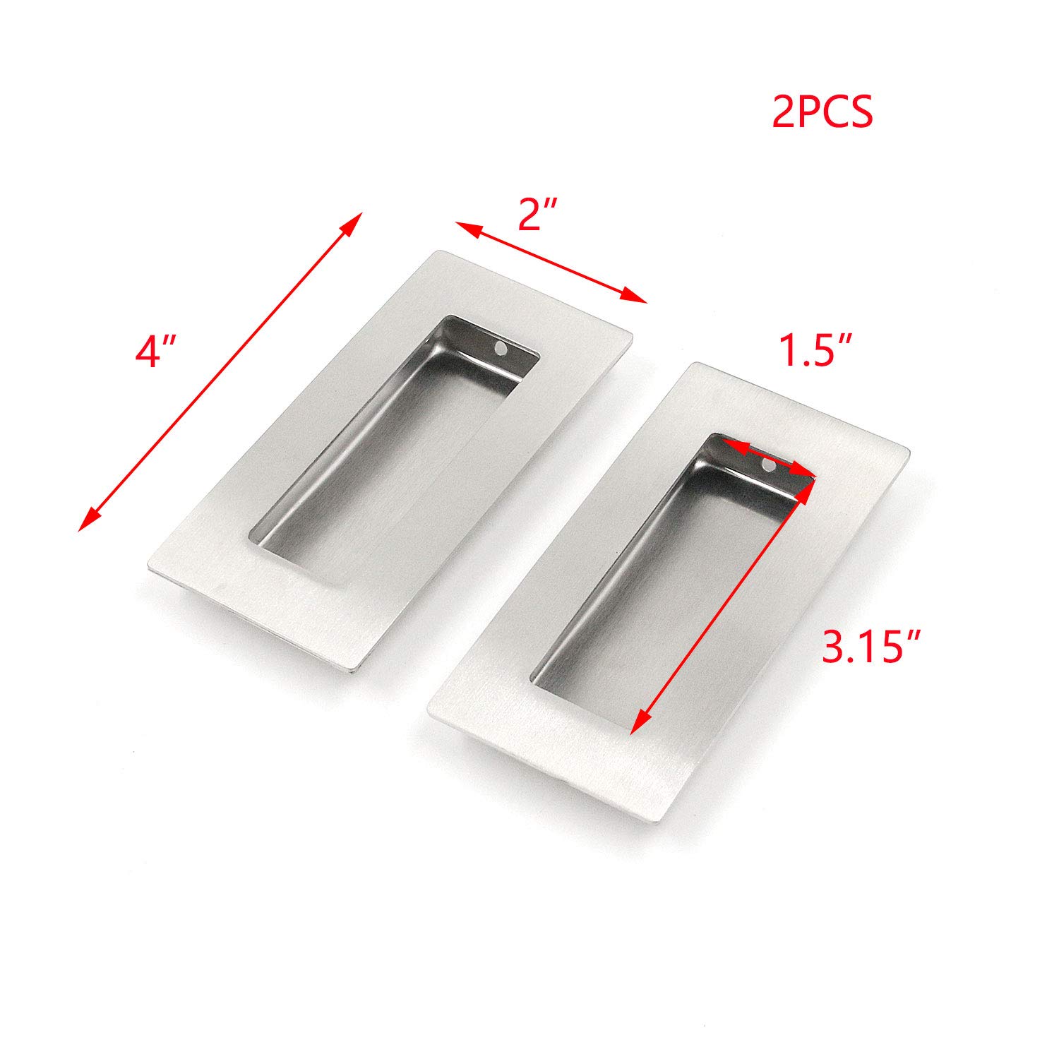 Buy T Tulead 2PCS Stainless Steel Pocket Door Handles Recessed Door Handle Rectangular Flat