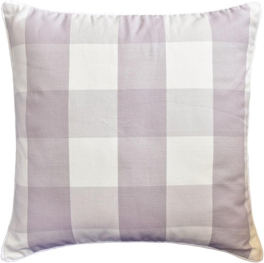 The HomeCentric Decorative Lavender Pack of 2 20x20 inch (50x50 cm) Throw Pillows Cotton Buffalo Checks Plaid & Nursrey Pillows Throw Pillows for Couch Checkered Contemporary Style - Lavender Plaid