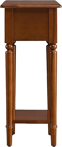 Miniatura 29 de Haven Ridge - Mesa auxiliar estrecha, mesa auxiliar de madera maciza con cajón y estante, color blanco granja, perfecta para salas de estar, blanco