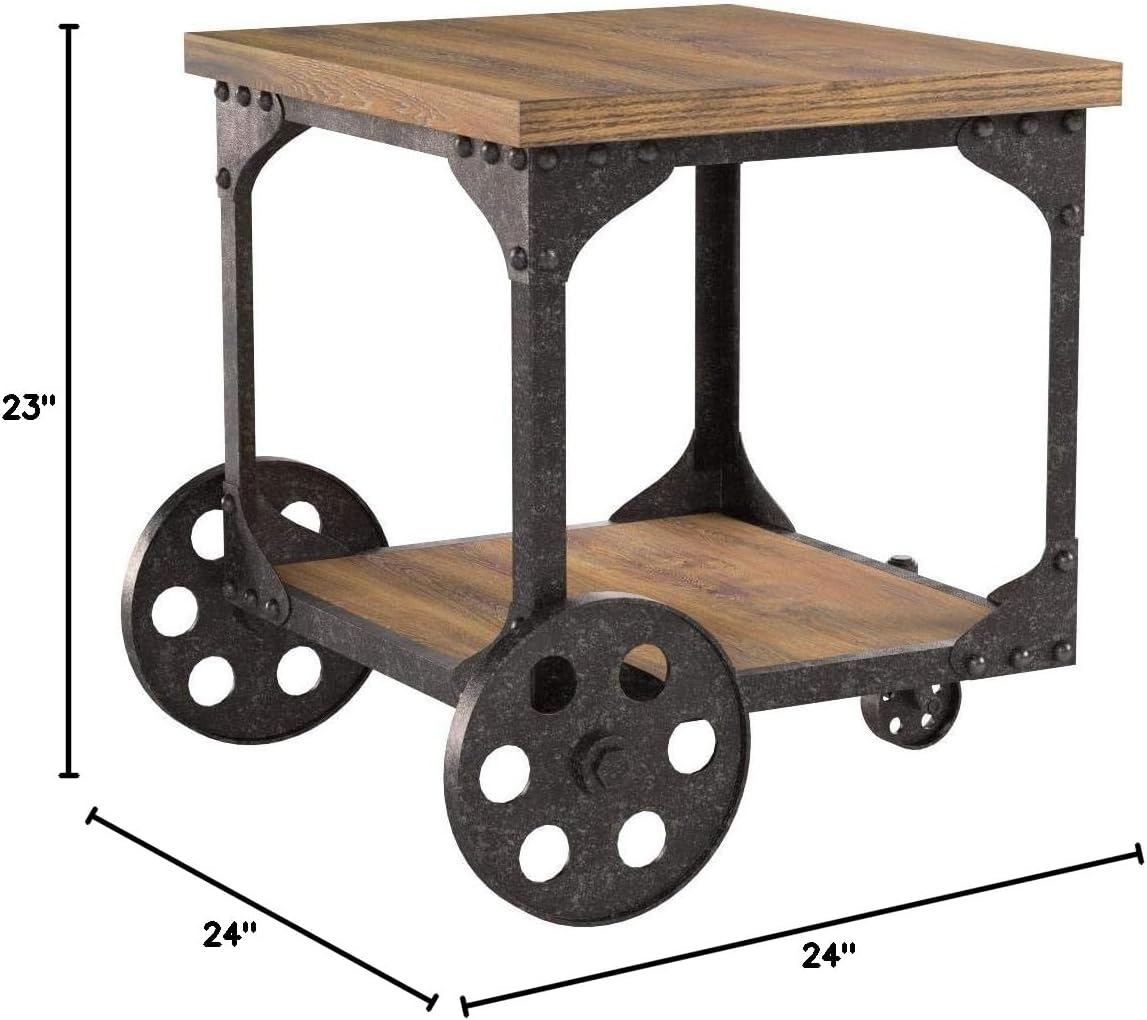 Coaster Home Furnishings Shepherd End Table with Casters Rustic Brown