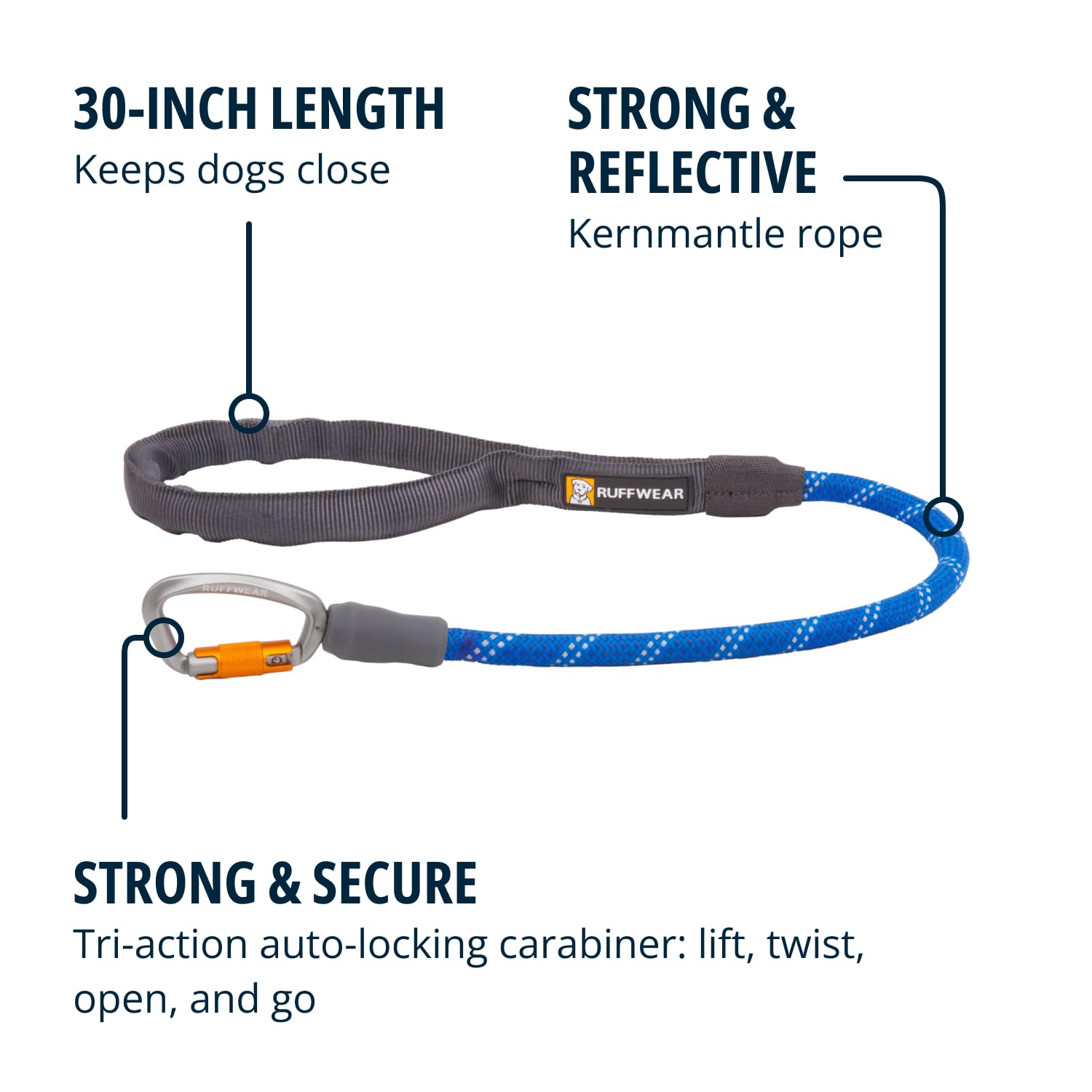 Ruffwear Knot-a-Long Short Dog Lead, No Pull 0.7m Dog Leash with Padded Handle, Lightweight & Heavy Duty Dog Lead - Image 2