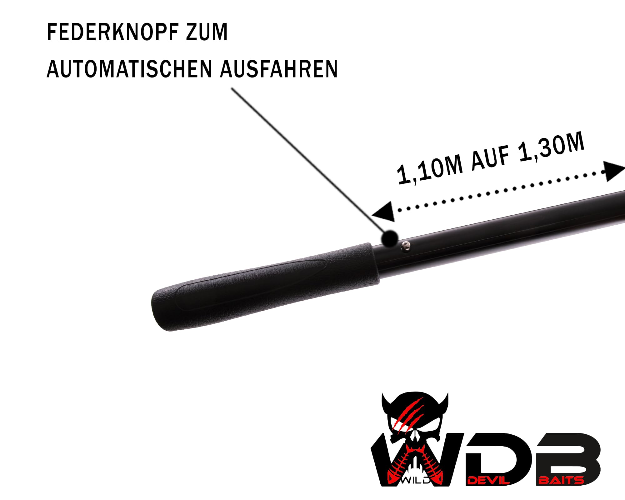 Wild Devil Baits Automatic Landing Net Einhand Spinn Kescher Raubfischkescher Faltbar Gummiert
