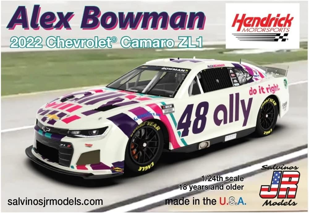Salvinos JR Models HMC2022ABP 1/24 Scale #48 Alex Bowman 2022 Camaro ZL1 Plastic Model Kit - Assembly Required SJMHMC2022ABP 0