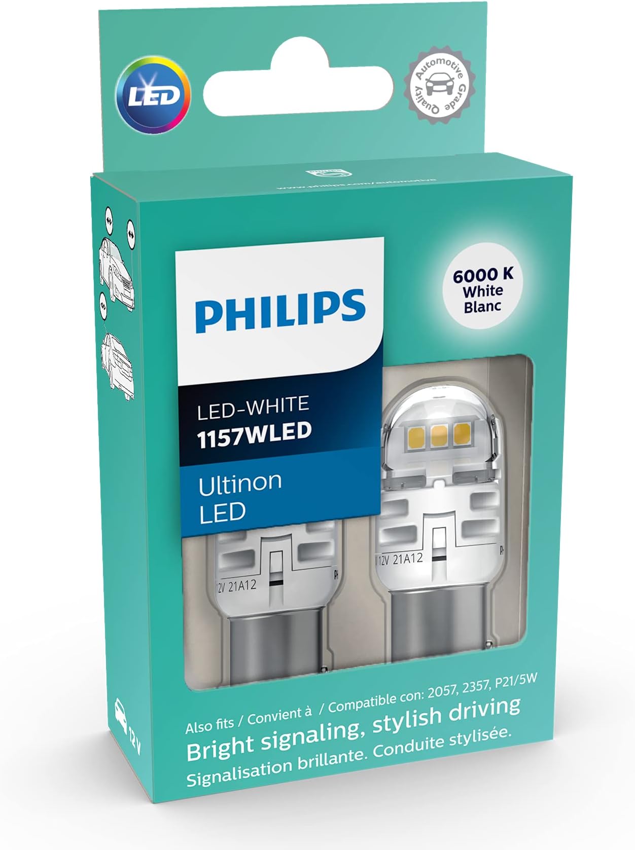 Philips 1157 Ultinon LED Bulb (White), 2 Pack
