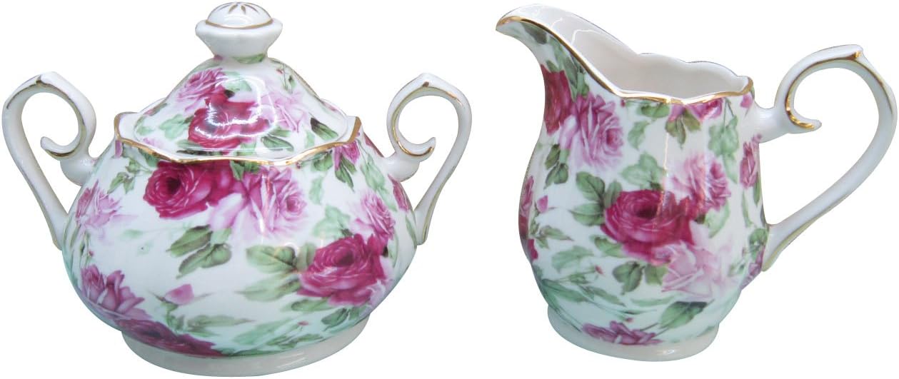 Gracie China Rose Chintz Porcelain 2Piece Sugar and