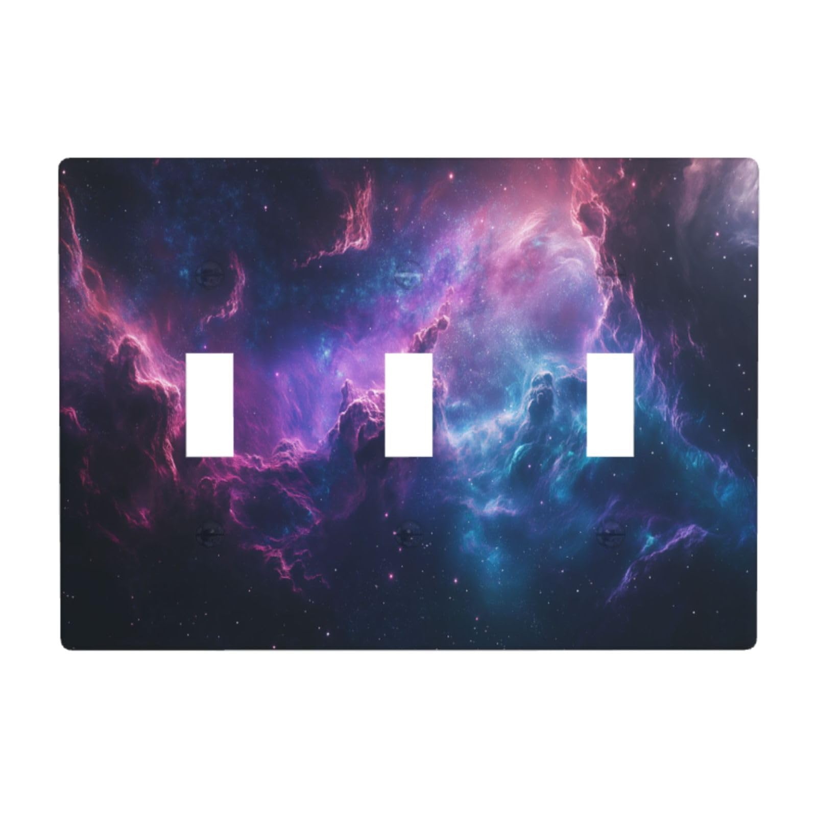Colorful Nebula Swirling Majestic Light Switch Covers 3 Gang Triple Toggle Wall Plate Switchplate Electrical Faceplate for Bathroom Kitchen Bedroom Decor