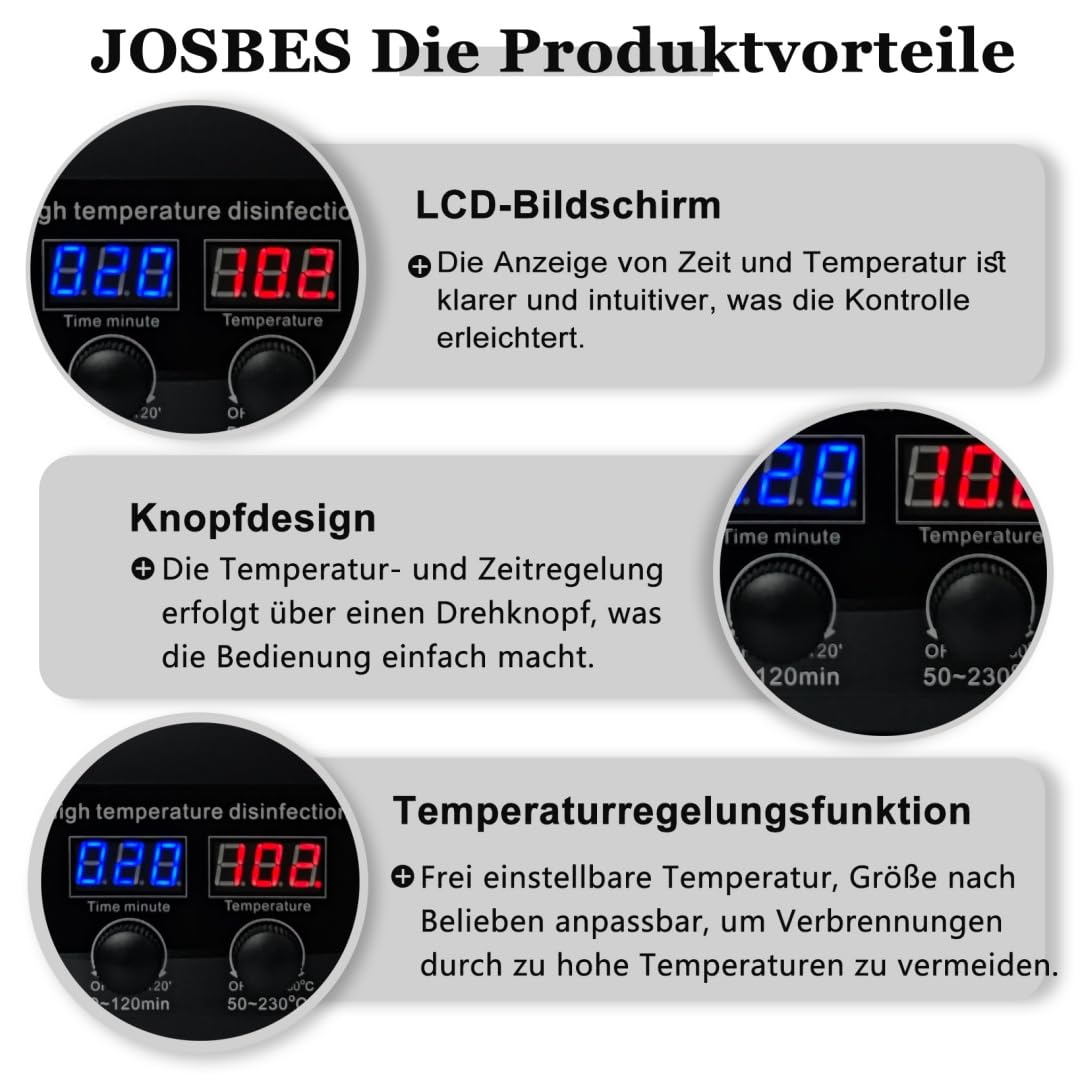 Sterilisator Hochtemperatur Nagel-Werkzeug-Sterilisator mit Timer für Kosmetik, Fusspflegestudios, Friseursalon Schwarz