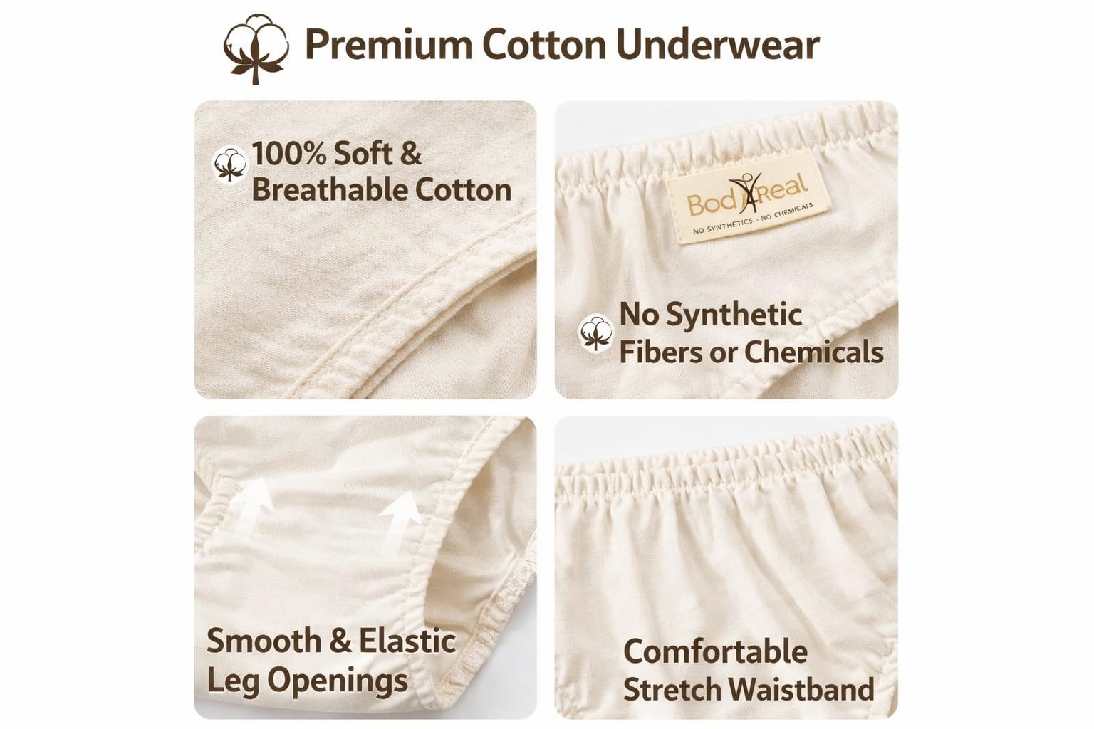 Certifie Cotone Biologico Biologico 100% Biologico Donna Certificato Cotone (Grande)