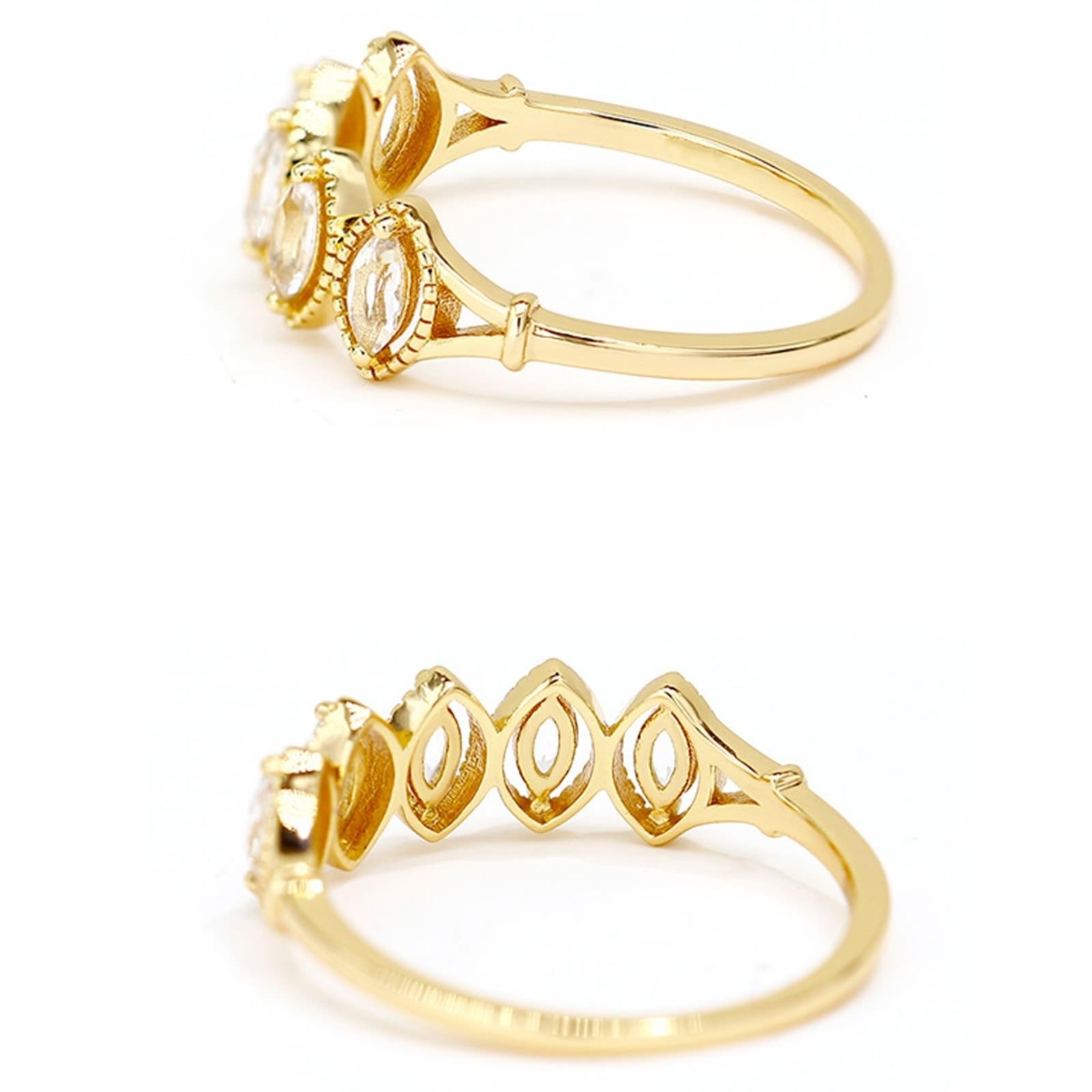 Par de anillos de oro de 9 K/14 K/18 K con topacio marquesa, forma media eternidad