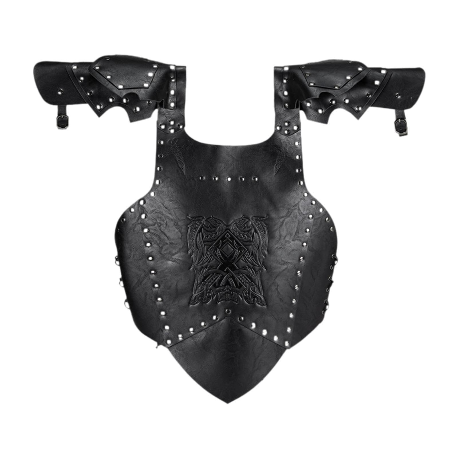 Mens Medieval Chest Armor Body Armor Vest Armour for Fancy Dress Role Play, Black