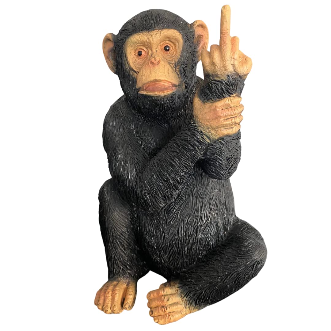 Rp Black Medium Resin Rude Monkey Ornament 19Cm Statue Sculpture Figurine Gift Home Decoration