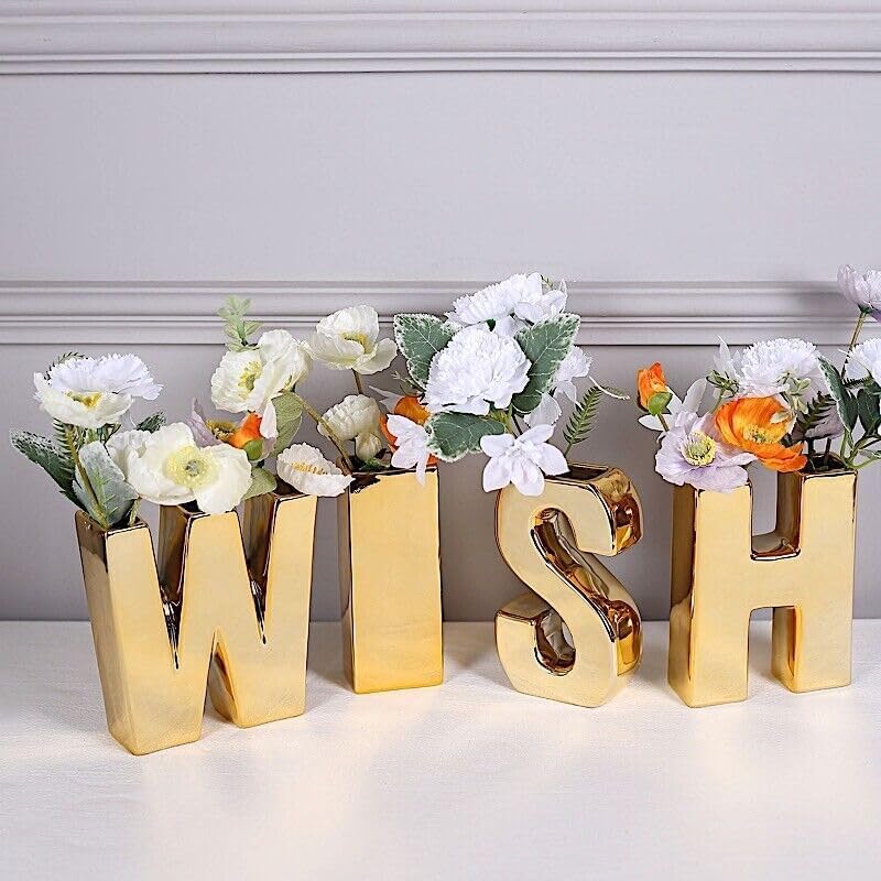 Miniatura 7 de Bodas Fiestas y Regalo Oro 6 "Cerámica O Símbolo Flor Jarrón Mesa Centro de Mesa Eventos Decoraciones vngift7388