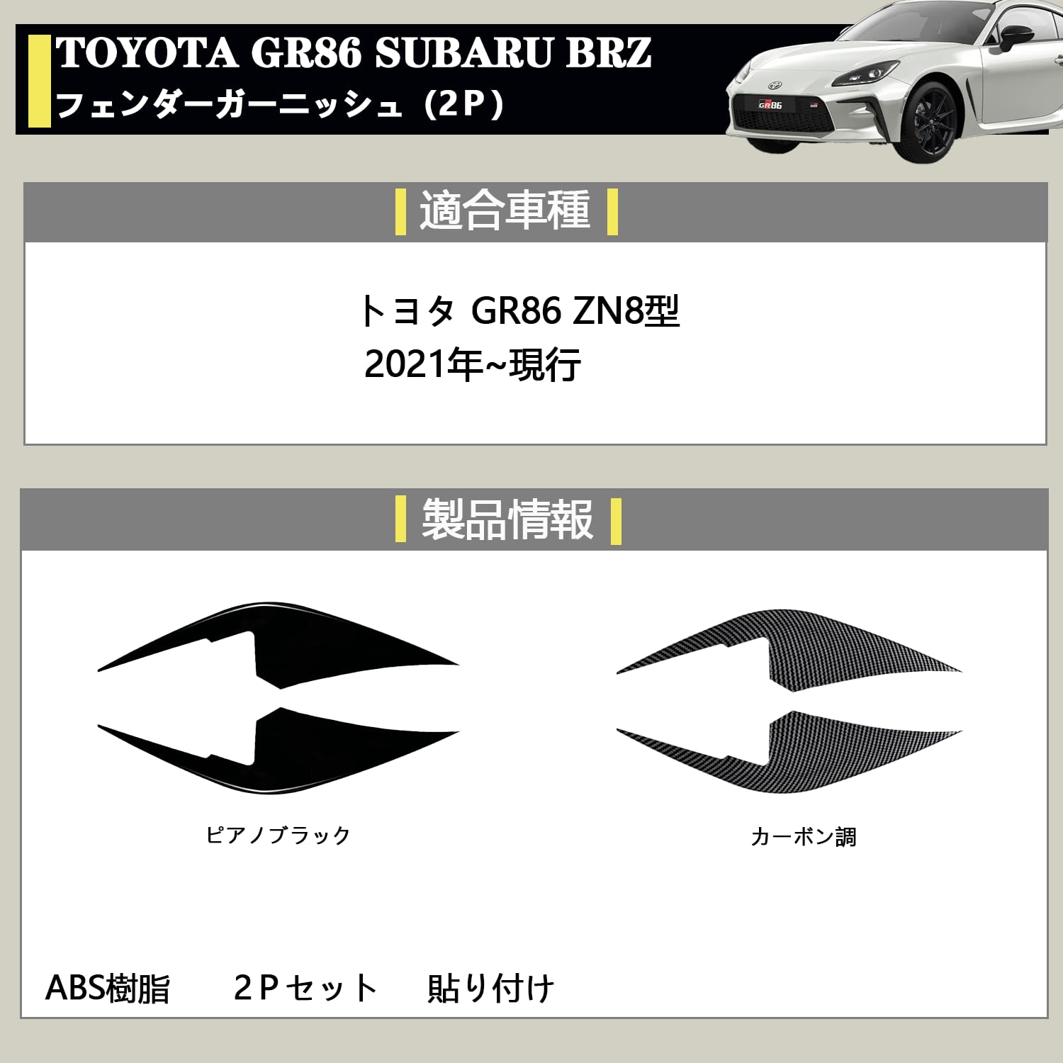 Amazon | BlissBalance トヨタ GR86 ZN8 サイドカナード フェンダー