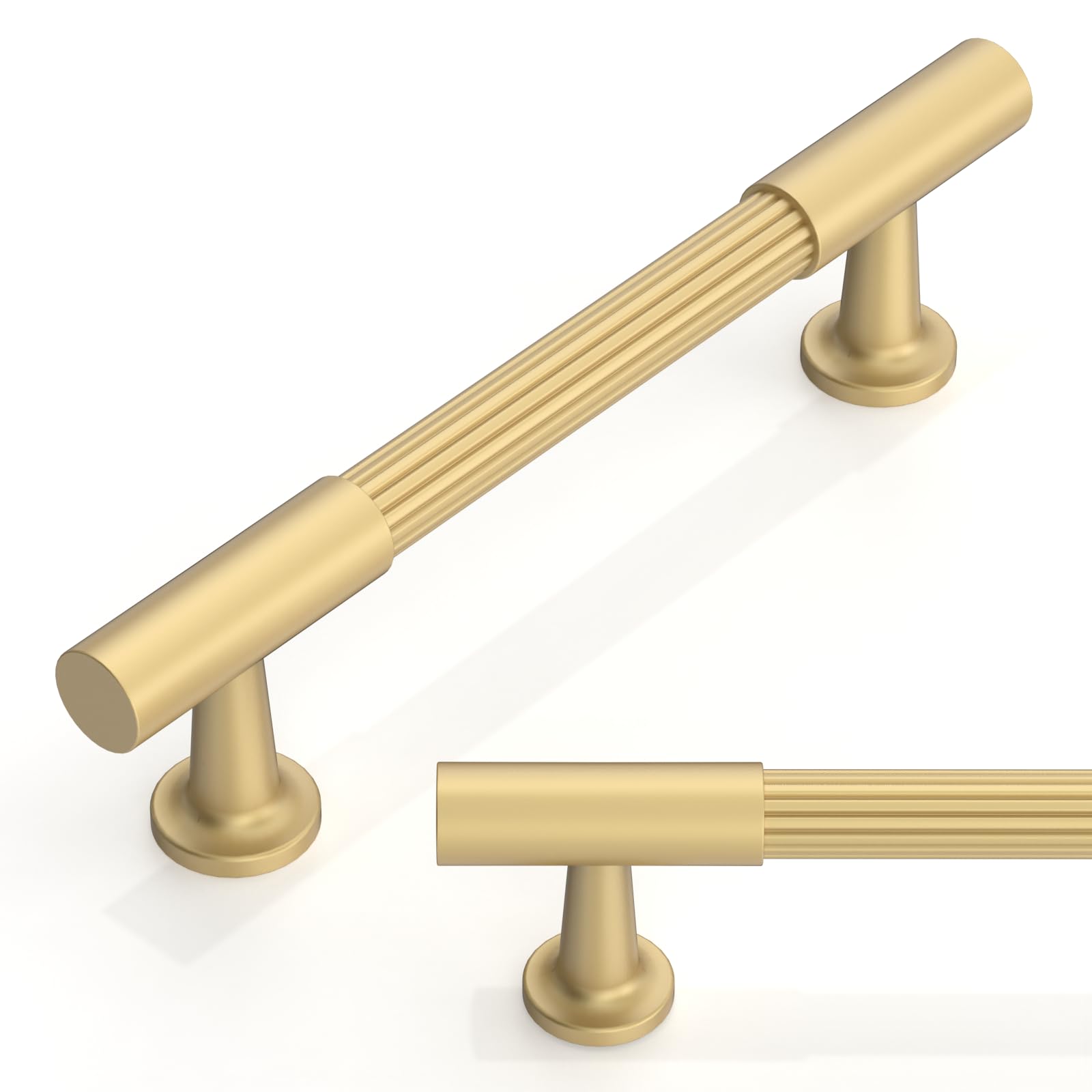 Talentedeco 10 Pack Brushed Gold Cabinet Pulls 3.75 Inch(96mm) Kitchen Cupboard Handles Cabinet Hardware for Drawer Pulls — image 1