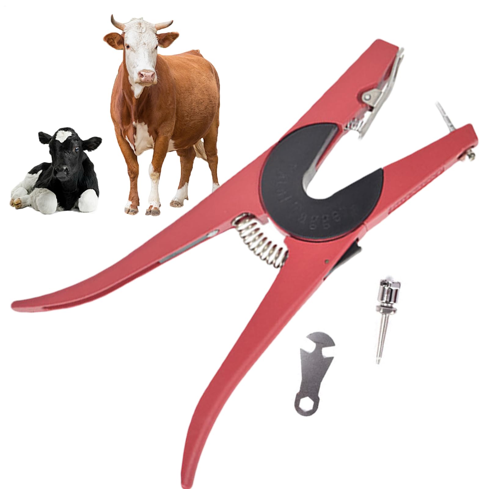 Pinza per orecchini per bovini | Strumento di installazione di carte di identificazione | Pinza per appoggiare gli orecchini per bovini, per mucche, pecore, capre, cervi, cani, fattoria, ranch e G