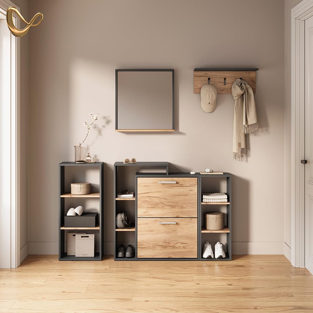 Livinity Appendiabiti da parete Ortello Antracite/Rovere dorato 60x21.6 cm