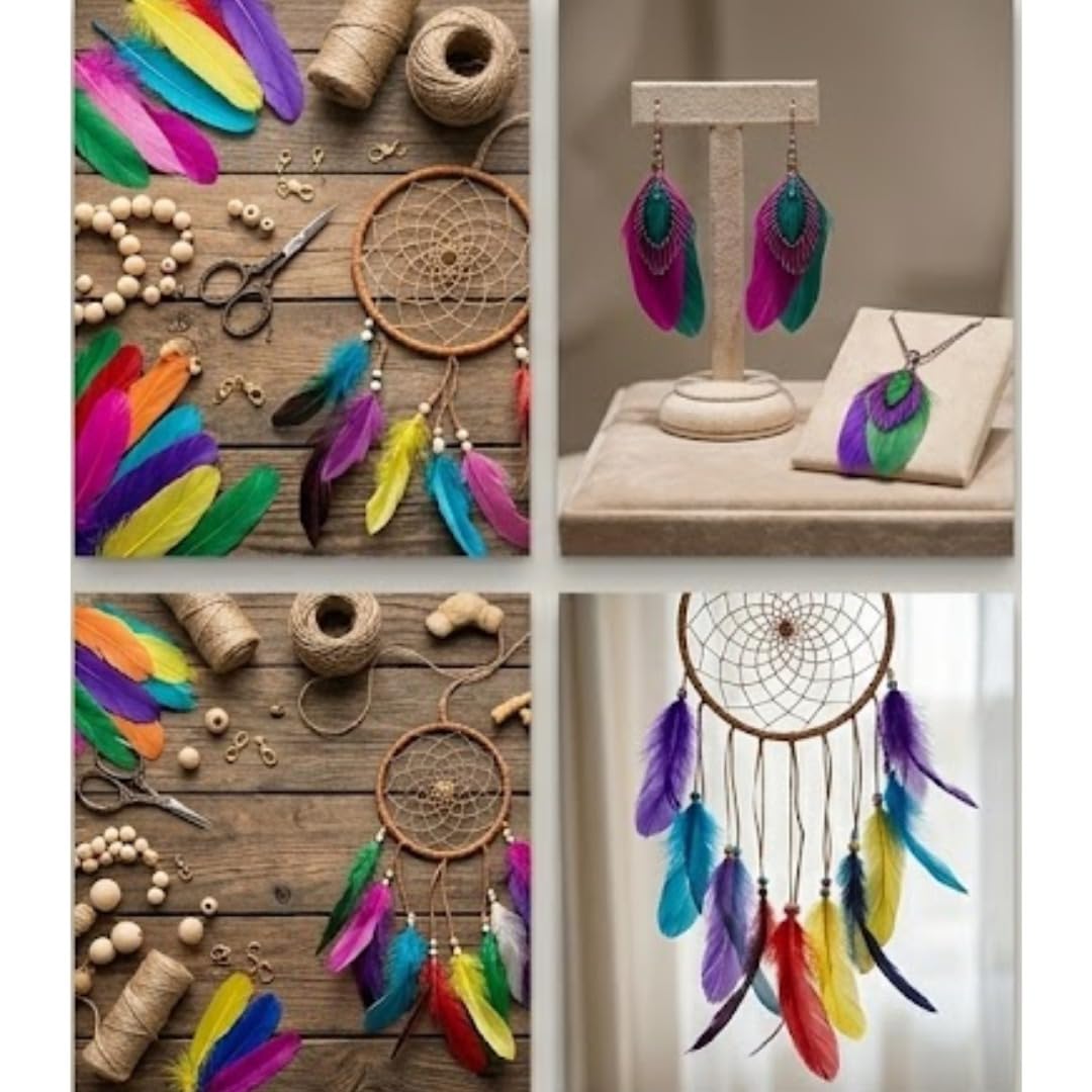 Colourful Craft Feathers, Multicolour, Soft Natural Texture, Premium Quality, for DIY Arts and Crafts by Kawaii Store 2