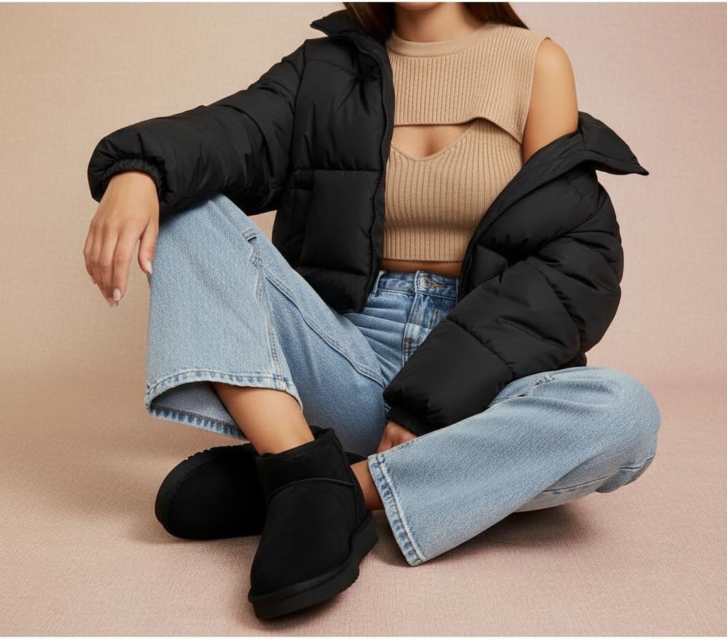 CUSHIONAIRE Hip-3 Genuine Suede Leather Ankle Boots for Women – Pull On Cozy Faux Fur Boots Womens Shoes with Comfortable Memory Foam - Image 8