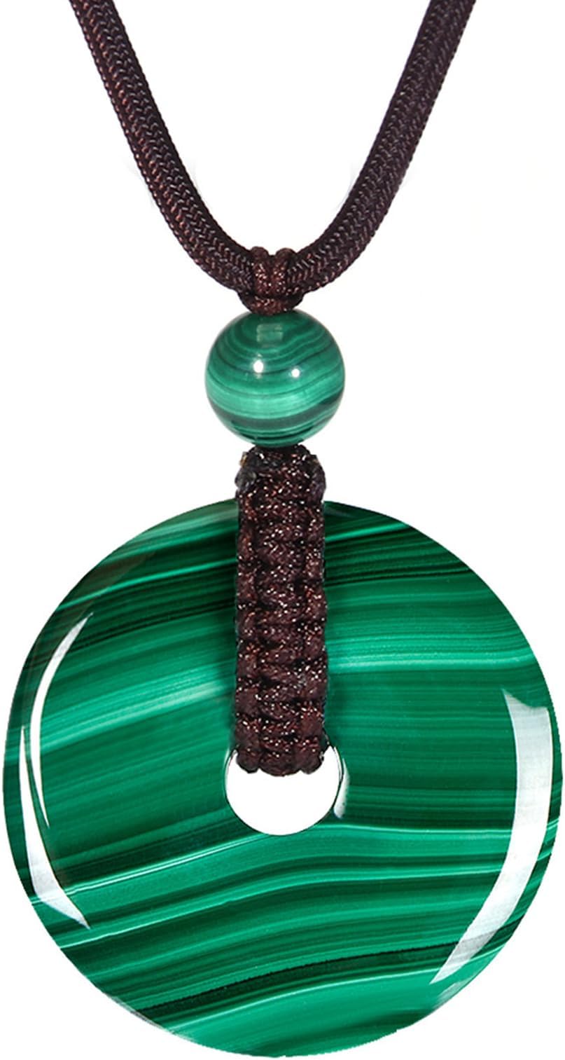 'HASKARE Genuine Stone Pendant Gemstone Chakra Jewelry Healing Crystal Necklace Adjustable 0''-27'''
