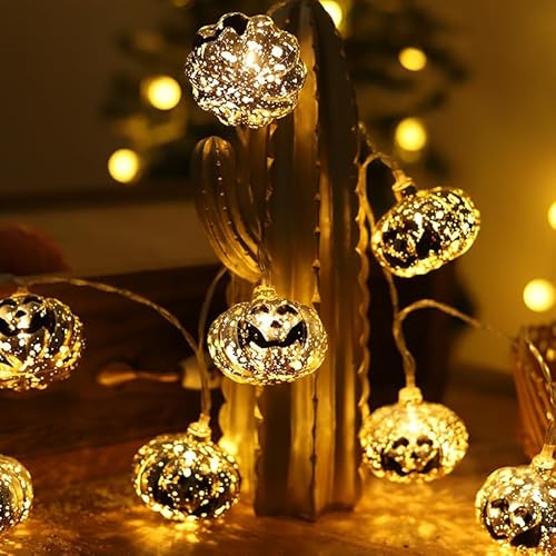 Halloween Citrouille Lumière 3M - 20 LED Guirlande Piles Décoration Intérieure Extérieure
