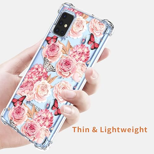 Miniatura 6 de Funda para Galaxy A51 4G, SM-A515U, transparente, con diseño de TPU suave, absorción de golpes, diseño floral, delgada, funda protectora para