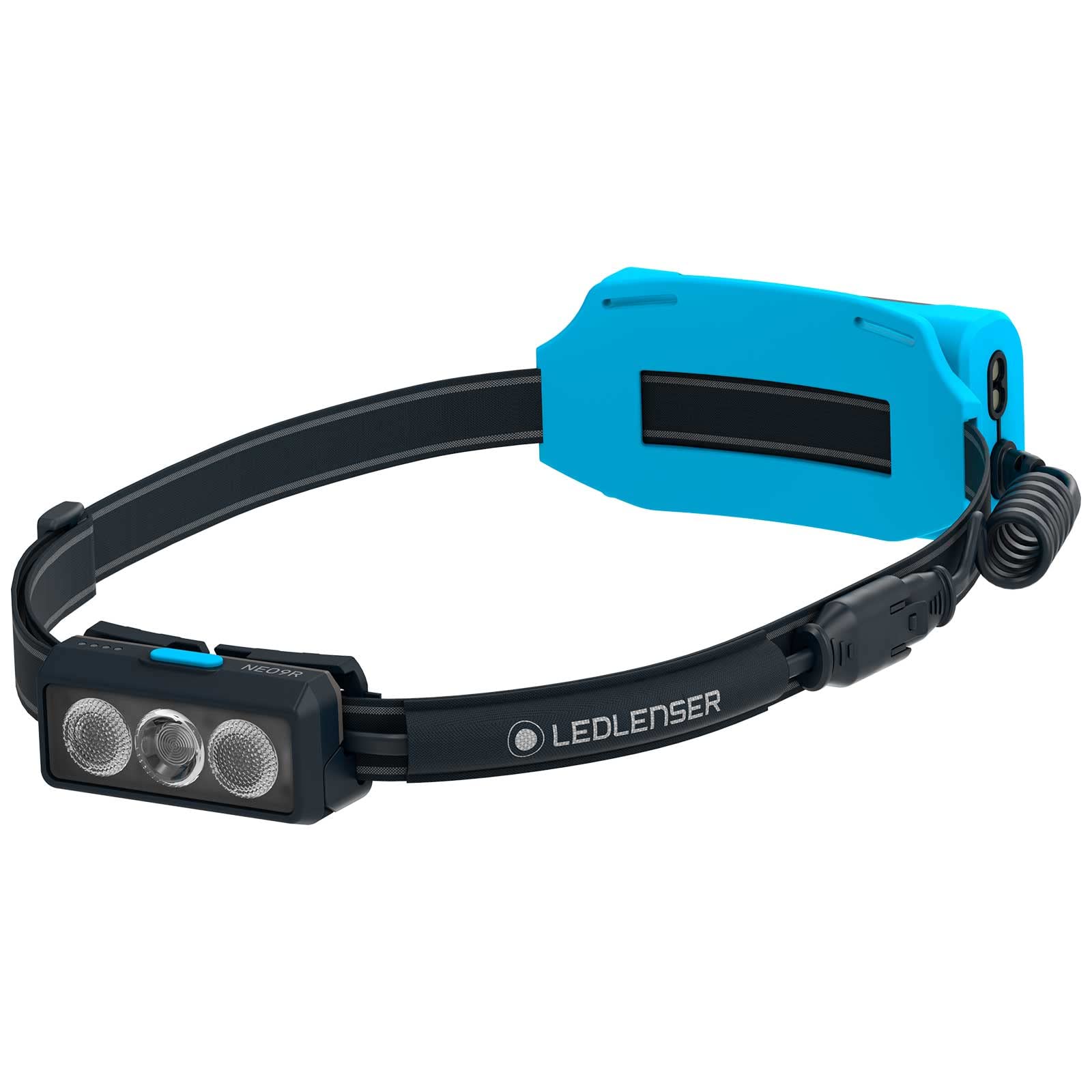 Ledlenser NEO9R - Lampe frontale rechargeable LED avec sangle de poitrine, ultra-lumineuse de 1 200 lm, 120h d'autonomie, bandeau réfléchissant- Pour le trail-running, la randonnée, le cyclisme - Bleu