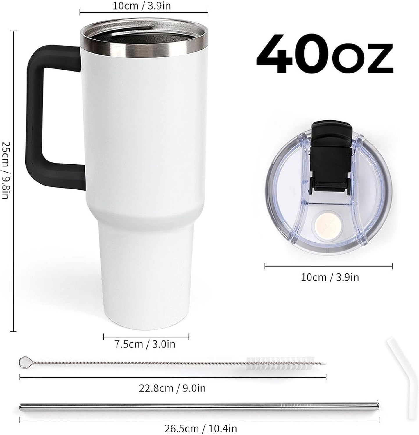 Custom 40oz Tumblers with Handle Personalized Car Cup with Photo Text Logo Travel Cup Stainless Steel Insulated Cups, Customized Birthday Gifts for Family and Friends - Image 2