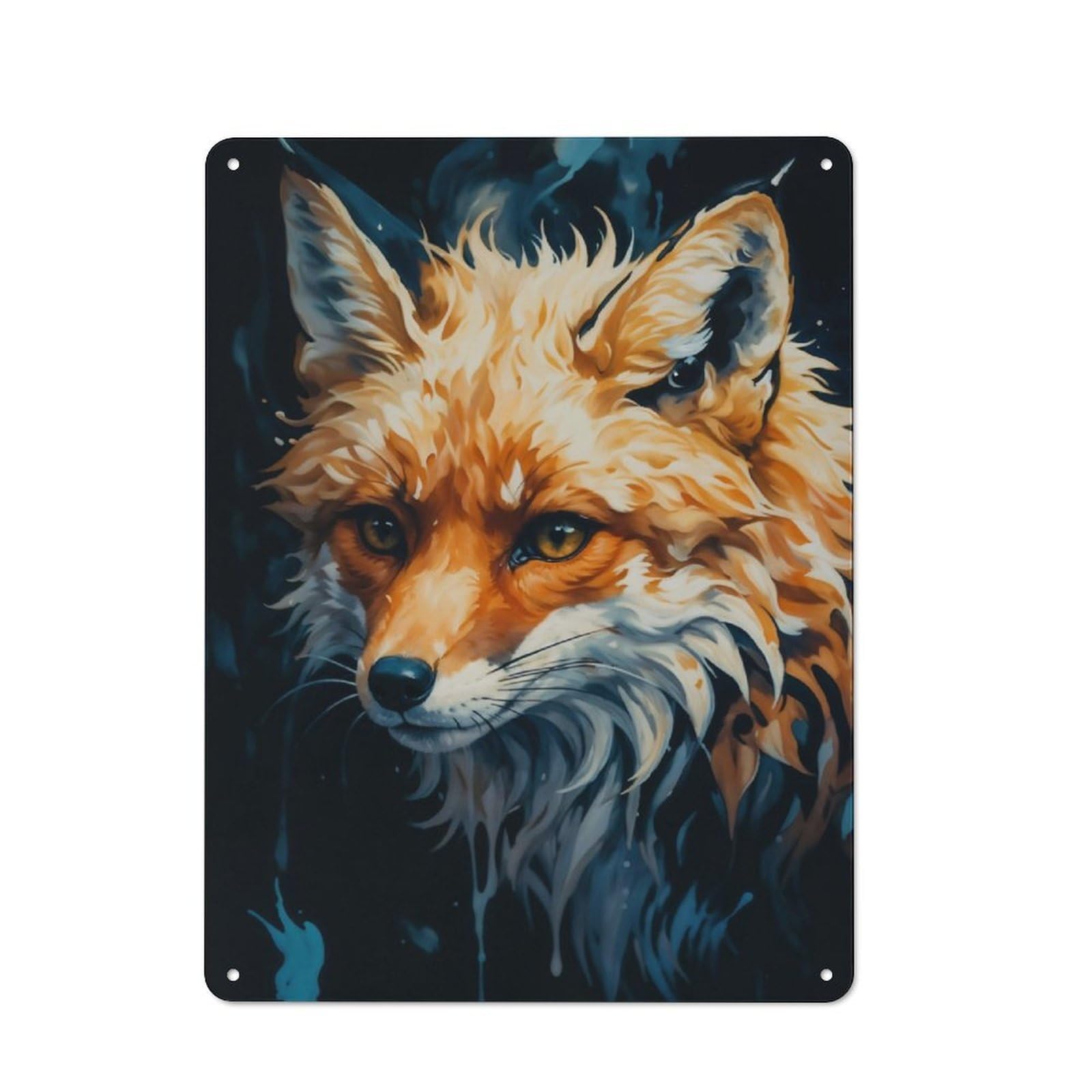 Junmoney The Red Fox Retro Metal Wall Sign 40X30cm With For Garage Wall, A Decorative Metal Sign For Garages And Workshops