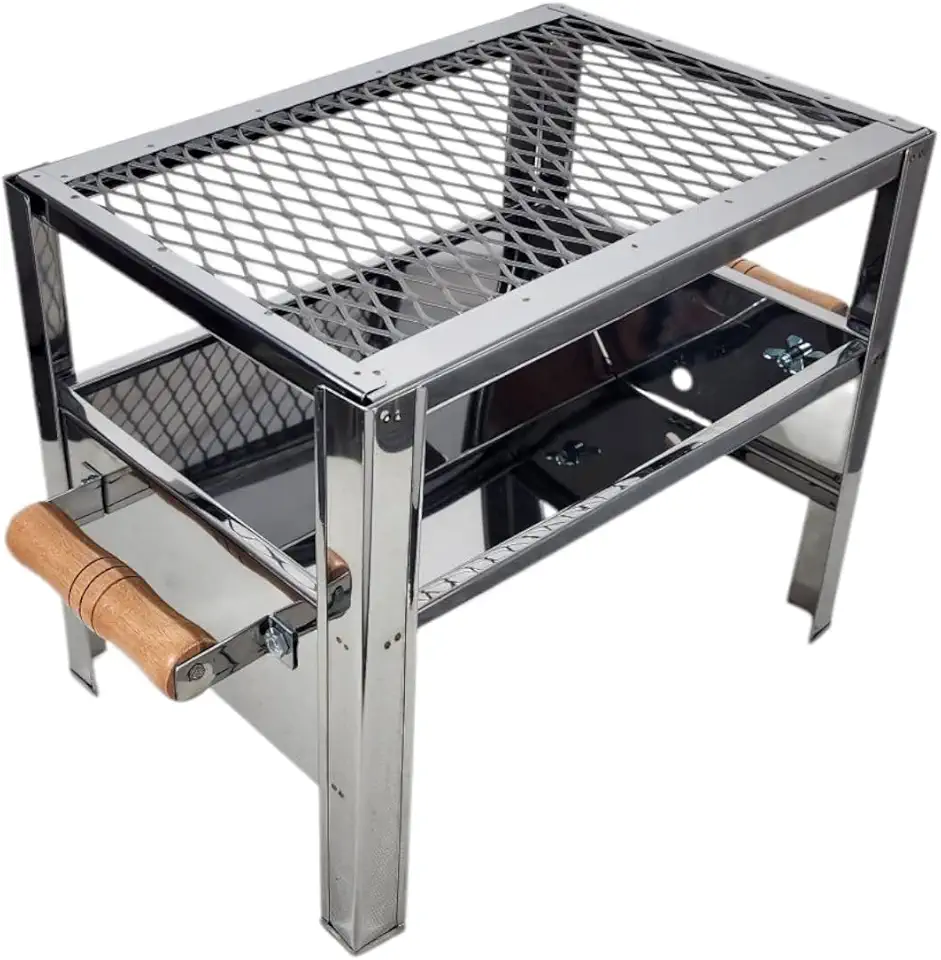 Churrasqueira Aço Inox Mini Grill Pesca Camping + Grelha