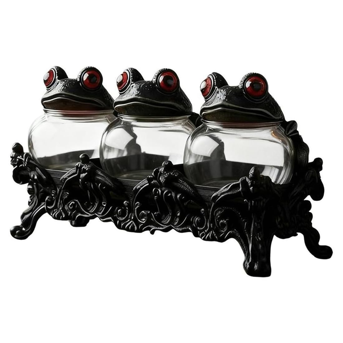 IJSDNVJNDX Witchy Frog Spice Jars Clear Handcrafted for Salt Pepper 3pcs Set of Seasoning Storage Containers