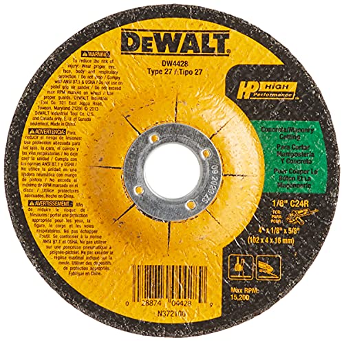 DEWALT DW4428 4-Inch by 1/8-Inch by 5/8-Inch Concrete/Masonry Cutting Wheel , Black