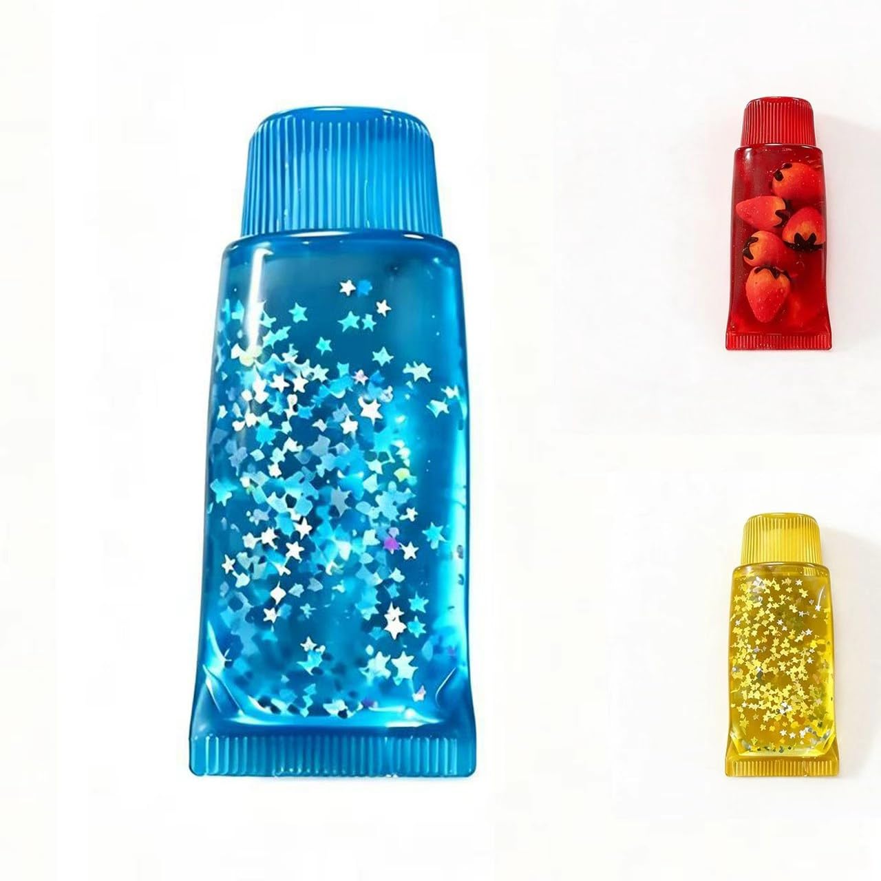 Squishy Toothpaste Glossy 5.2 Inch Toy Sparkling Soft Rubber Stress Relief Cute Maltose Squeeze Toy Anxiety Fidget Party Gift for Teens Adults (Blue)-image-35