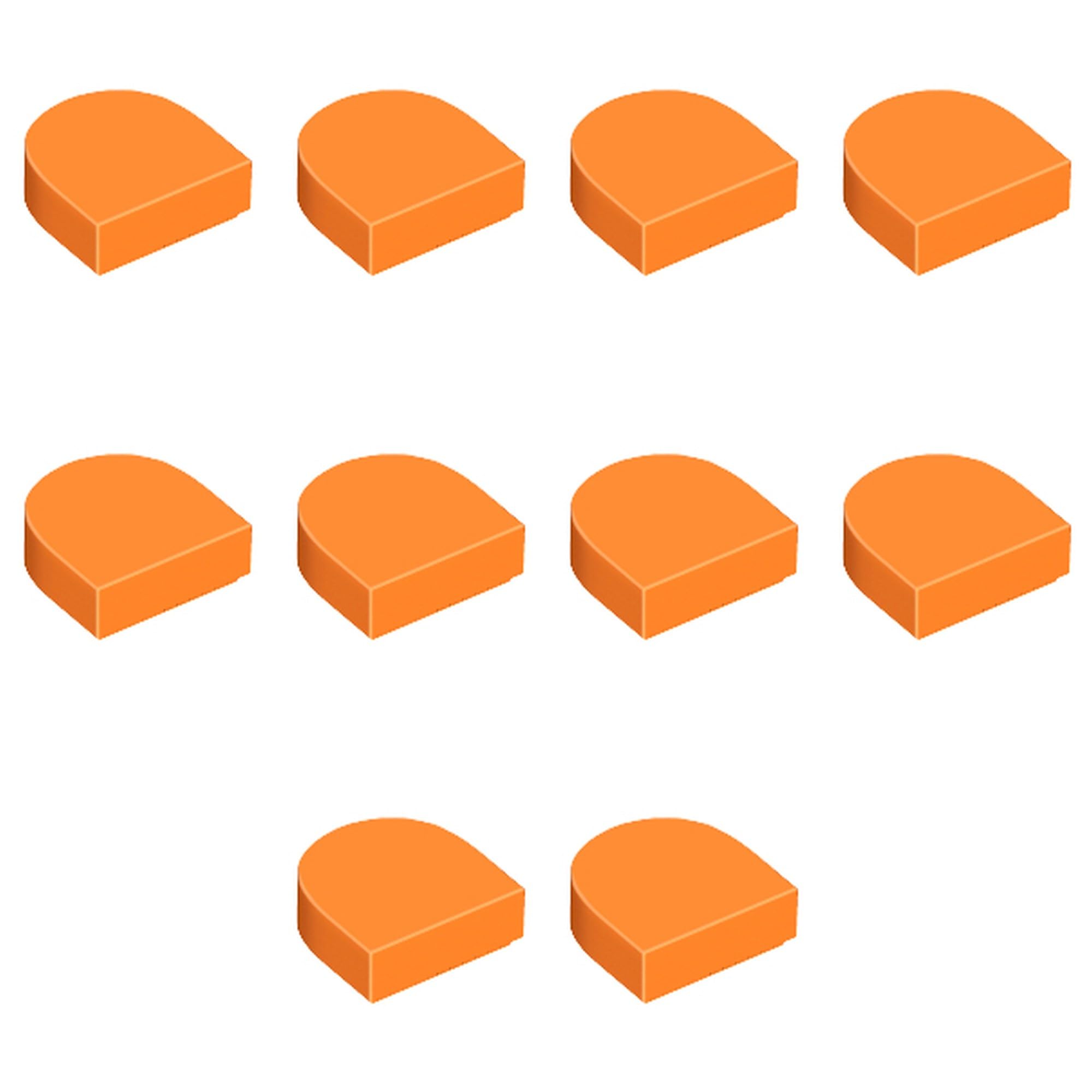LEGO Tile, Round 1 x 1 Half Circle Extended, Part 24246 (Orange, 10, count) — image 1