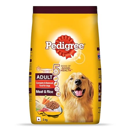 Pedigree Adult Dry Dog Food, Meat & Rice, 3kg Pack