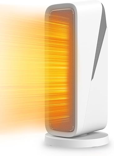 DR.PREPARE Calentador de espacio, calentador eléctrico de cerámica de calentamiento rápido de 1500 W, bloqueo para niños, oscilación de 80,