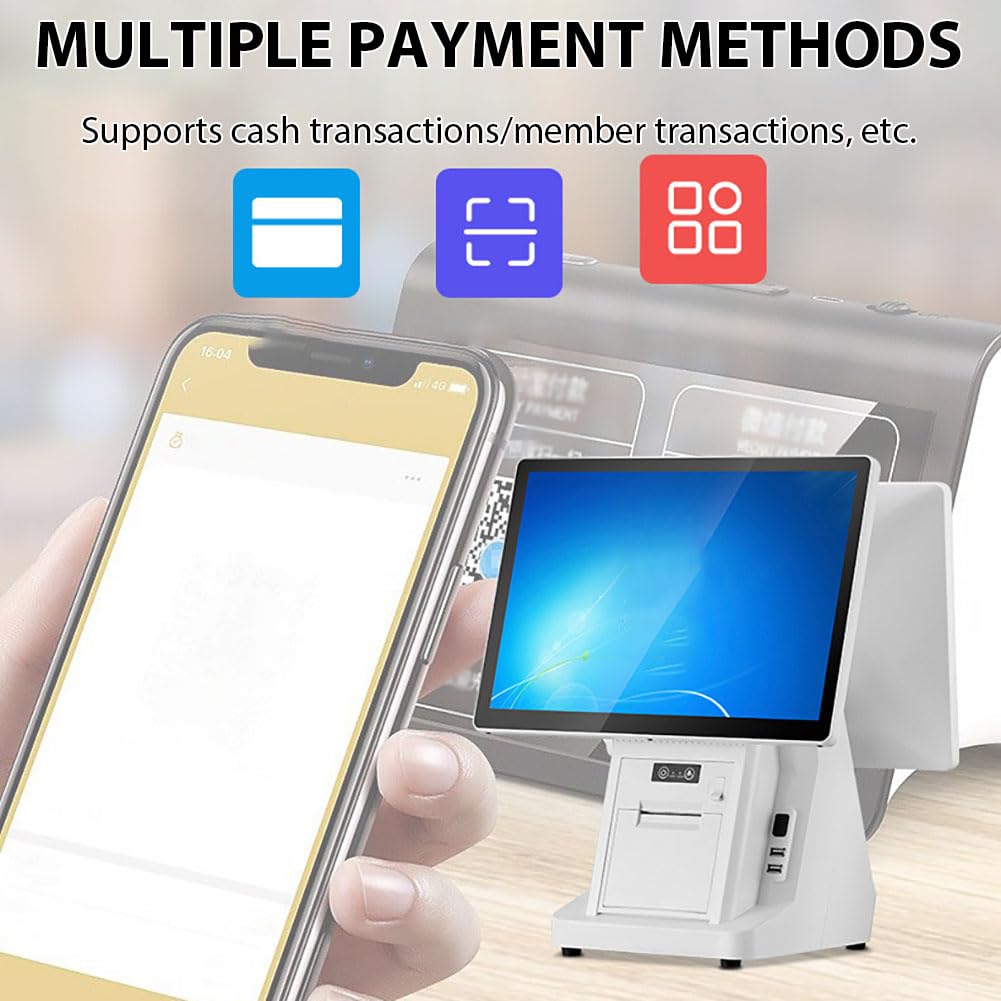Sistema POS Per Vendita Al Dettaglio E Ristoranti, Terminale POS All-In-One, Registratore Di Cassa Professionale Per Piccole Imprese, Touchscreen Da 15,6 Pollici,Single screen