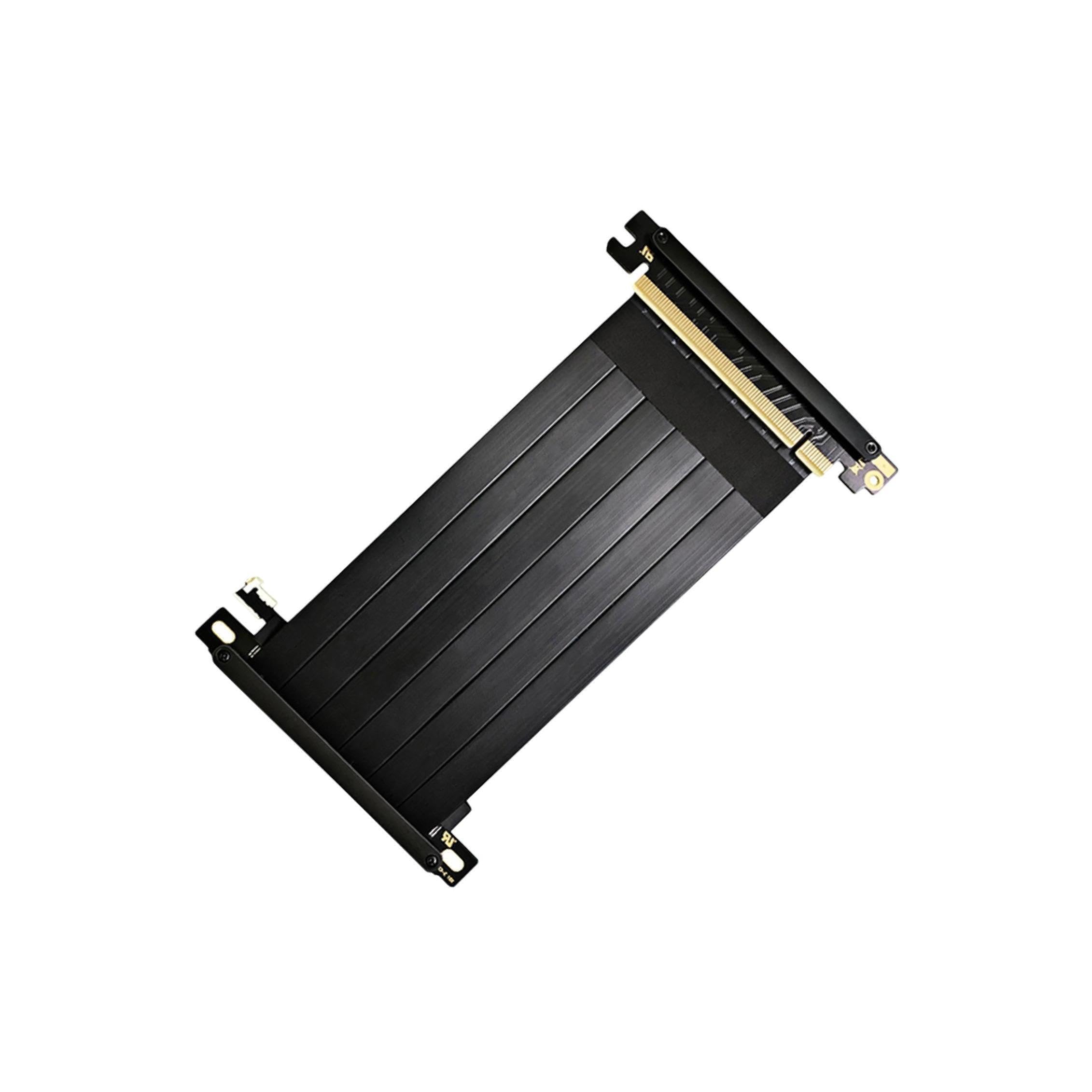 Placa posterior extensora PCIe negra y dorada para instalación de GPU con cable divisor 8