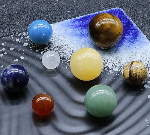 Miniatura 8 de AITELEI Decoración de ocho planetas del sistema solar, chakras, reiki, piedras preciosas de cristal curativo, juego de bolas para decoración de