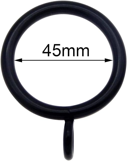 Pack of (x10) Durable Iron Metal Curtain Rings Black Color 45mm Internal Diameter Thickness 4mm Drapery Voile Curtain Pole Rod Rings Hanging Eyelet Loops