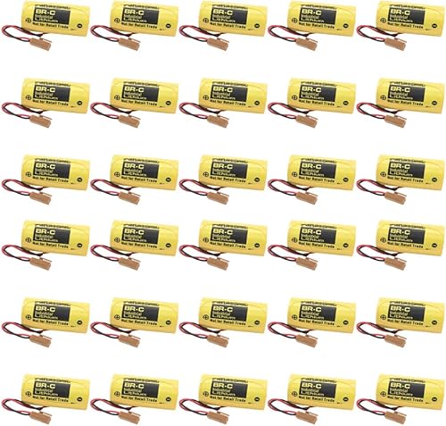 MEELER 30 piezas PLC batería funciona con BR-C PLC 3V 5000 mAh batería de litio con enchufe marrón ultra alta capacidad compatible A02B-0120-K106