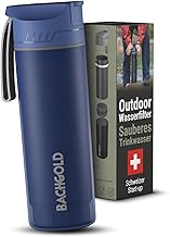 Bachgold® Profi Outdoor Wasserfilter Flasche mit 1500L Filterkapazität I entfernt 99,99% aller Bakterien und filtert Viren, Partikel und Schwermetalle (Blau, 500ml)