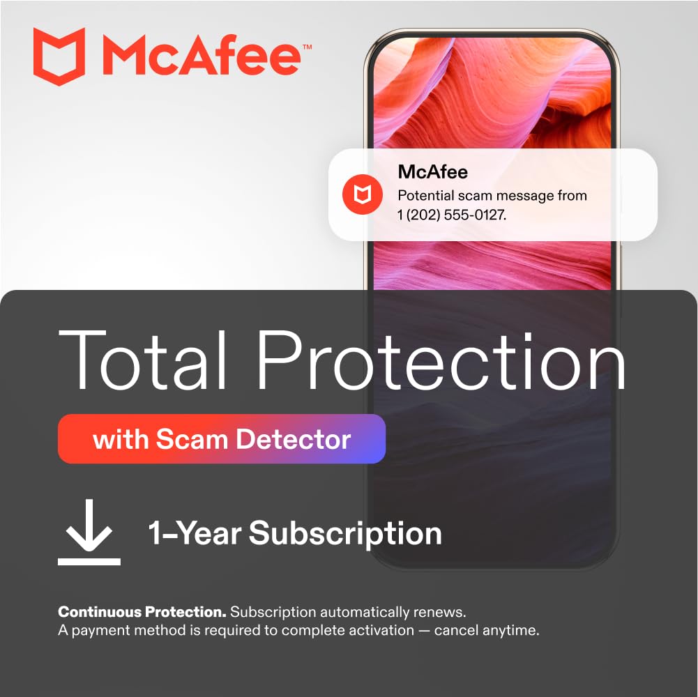 McAfee Total Protection, Text, Email, Video Scam Protection | Auto-Renews