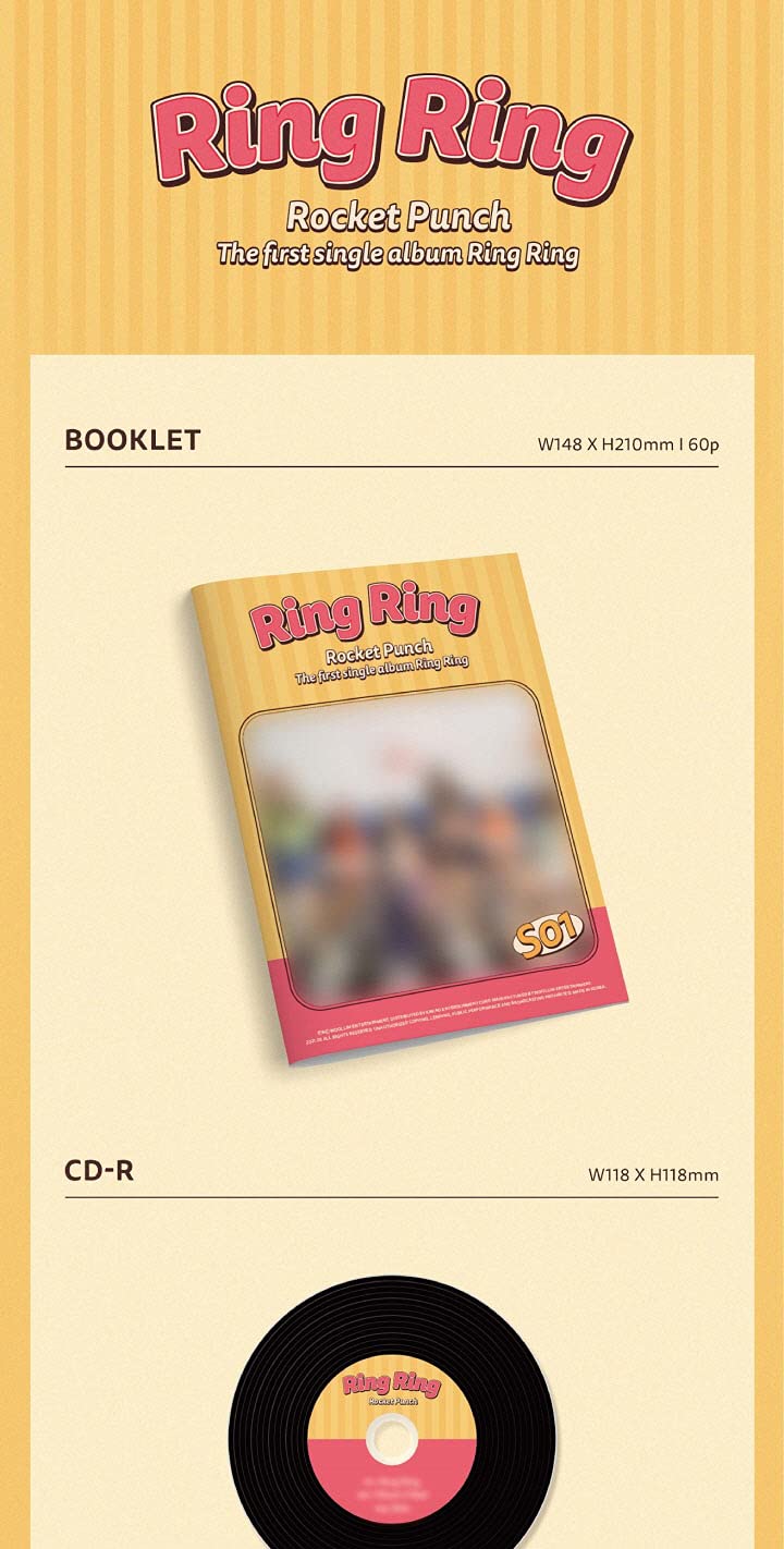 Rocket Punch Ring Ring 1st Single Album CD+1p Poster+60p Booklet+1p PhotoCard+1p Square Postcard+1p Sticker+Message PhotoCard Set+Tracking Kpop Sealed
