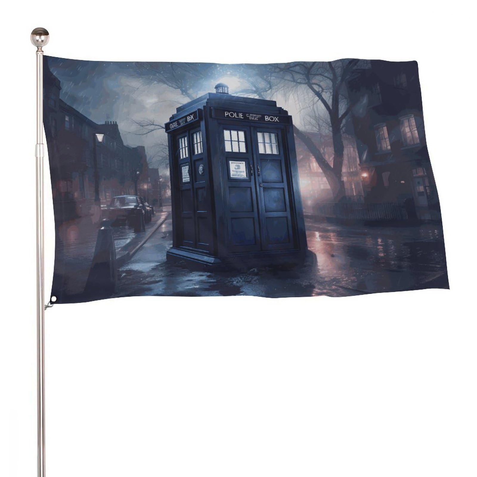 Doctor Dr Who Police Box Funny Flags 4x7 Ft Double Sided 3x5 Ft Banner with Brass Grommets for Garden Outside