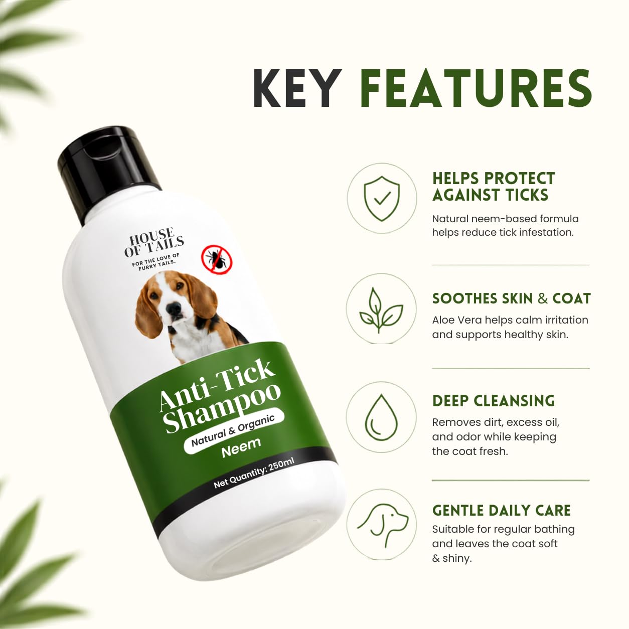 Anti Tick & Flea Neem Shampoo Tick Removal Pet Shampoo Dog Shampoo Combo Itch Relief Coat Cleaning for Dogs & Cats 1