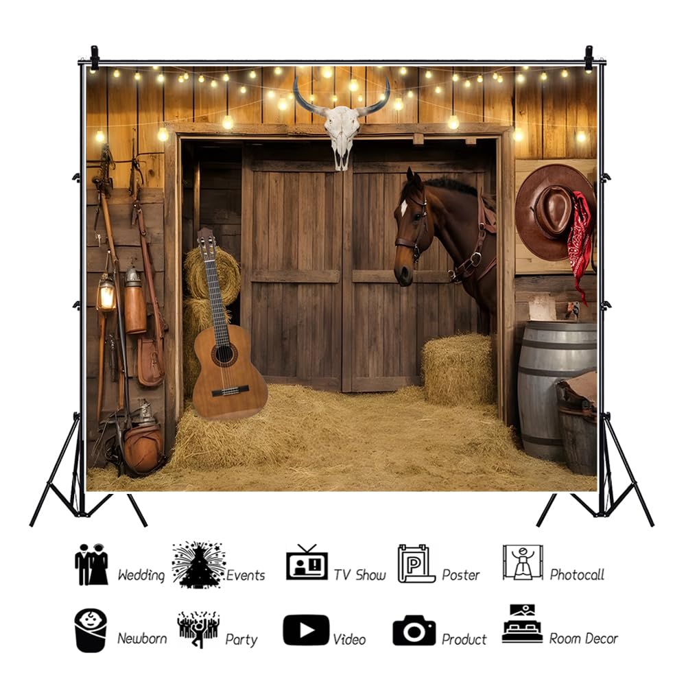 2,4 x 1,8 m sfondo rustico occidentale per feste cowboy occidentali decorazione per feste in legno fienile casa sfondo foto per decorazioni rodeo selvaggio West, forniture per feste di