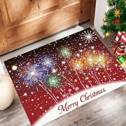 Felpudo de Navidad 80x120 cm rojo oscuro con copos de nieve 3