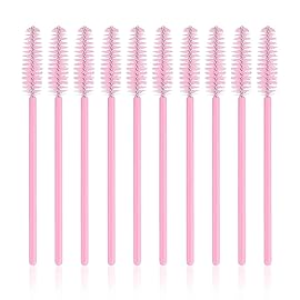 G2PLUS 300PCS Disposable Eyelash Brushes, Adjustable Mascara Wands Makeup Applicator Kits, Lash Spoolies Brushes for Eyelash Extensions and Eyebrows (Pink)