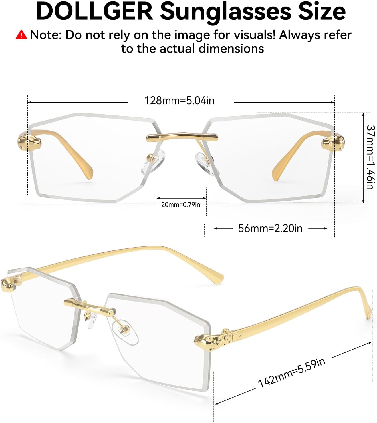 Dollger Rimless rectangle Sunglasses Women Men Fashion Trendy Metal Tinted Shades Clear Y2k Sunglasses - Image 4