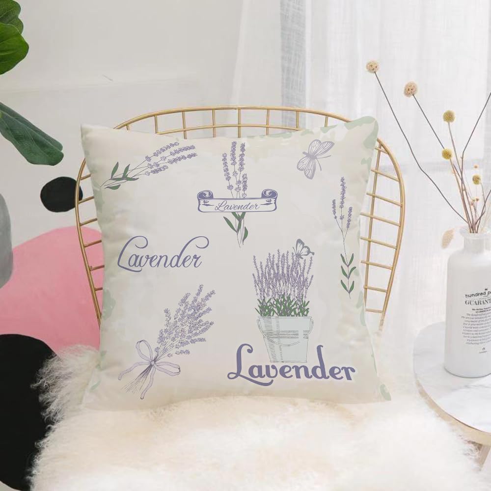 HYOSXW Cushion Cover,Throw Pillow Case Home Decorative for Living Room Bedroom Sofa Chair 16X16 Inch,Lavender herb flower floral vintage background,Pillowcase 40X40cm